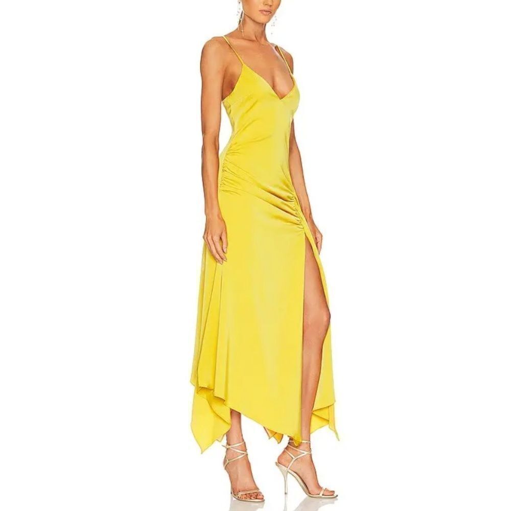 NWT NBD Evangeline gown yellow gold midi slip dress Revolve M - Picture 2 of 10